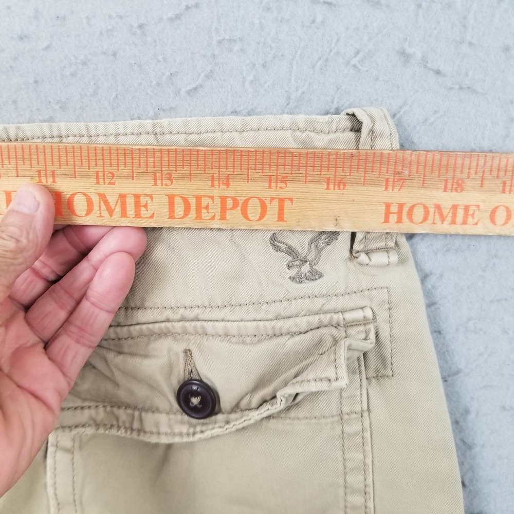 American Eagle Cargo Shorts Men 34 Tan Classic Length Cotton Khaki Multi-Pocket - Picture 6 of 9